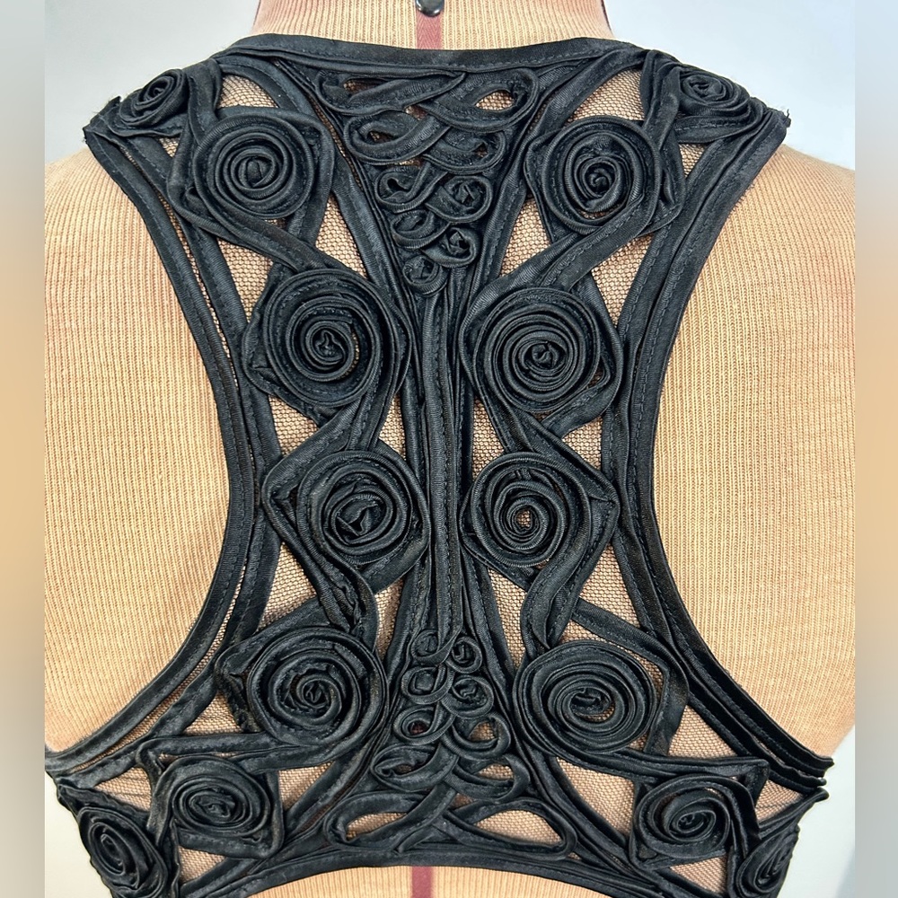 Vintage Jessica McClintock Gunne Sax Black Dress with Slit and Back Detail - Picture 7 of 12